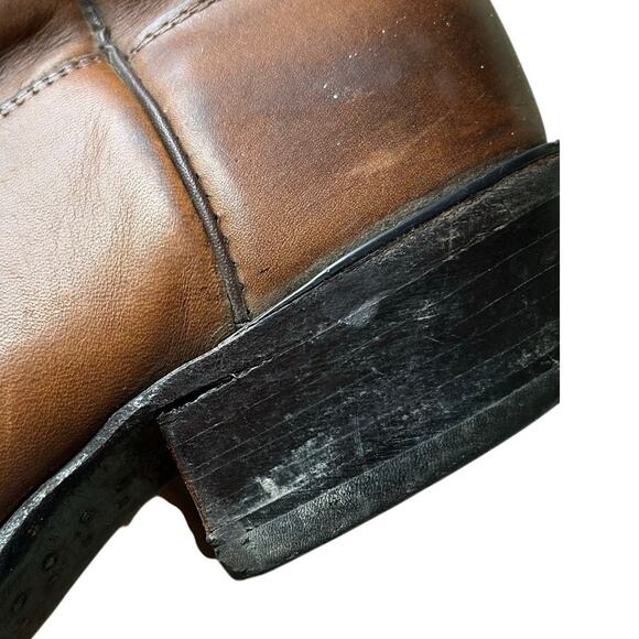 Vintage Brown Leather Western Cowboy Boots Stitch Snip Toe Men\'s Size 10 main image 14